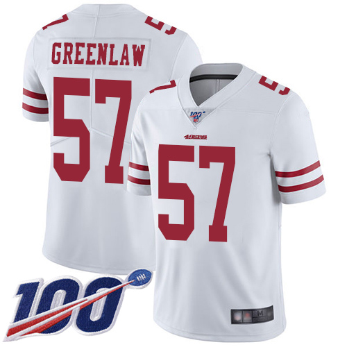 San Francisco 49ers Limited White Men Dre Greenlaw Road NFL Jersey #57 100th Season Vapor Untouchable->san francisco 49ers->NFL Jersey
